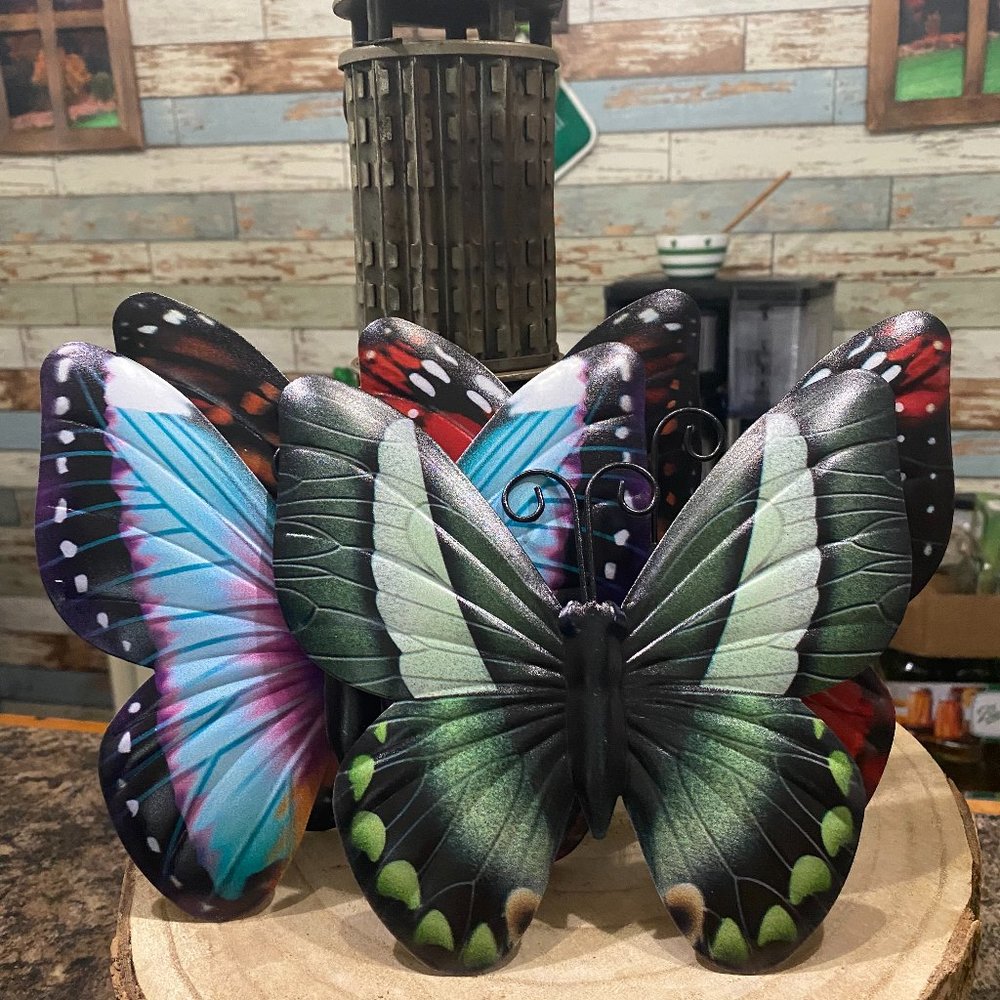 Metal Butterfly 4-pc Set Garden Décor